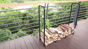 MOFEEZ 4ft Firewood Rack Outdoor, Heavy Duty Steel Logs Holder for Wood Storage, Holds Up to 800lbs, Black Powder-Coated Finish for Weather-resistant, Anti-rust