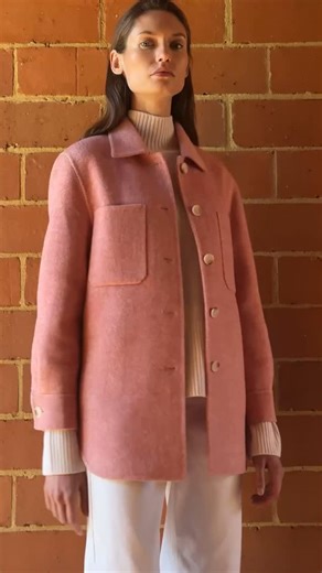 Weekend | Softened layers with tactile warmth and quiet structure. Australian wool herringbone shacket, merino-cashmere rollneck, Australian cotton blend jean, Kalbarri boot. | Trenery