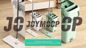 JOYMOOP Flat Mop System, Microfiber Mop for Floor Cleaning, 60" Long Handle with 15" Microfiber Flat Head, White