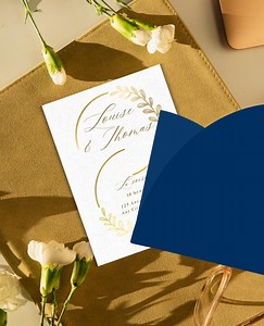 Elegant Royal Blue & Gold Half-arch Wedding Invitation Set | Fully Customizable on Canva - Etsy Canada