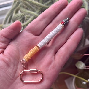 Beaded Cigarette Keychain Bead Embroidered Cig Key Fob - Etsy
