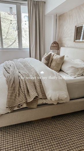 the secret to my fluffy bed ☁️ Select a down comforter LARGER than your duvet cover. typically by one size. My down comforter is super king 120”x120” and this particular Amazon duvet cover is a cali king size but you can also do the oversized option. Or I LOVE @onequince duvet covers. Their biggest size is a king/cali king option that pairs well with the super king comforter and drapes a king bed nicely. Comment SHOP for links! ▫️follow @groundedinneutral for more cozy home content ▫️shop my fee
