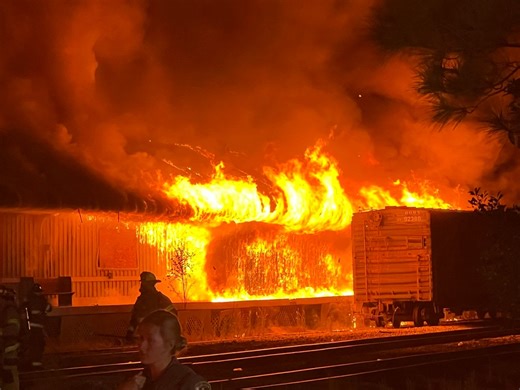 Crews battle fire at historic Conway train depot