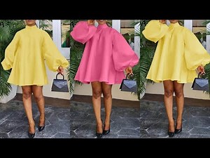 How to make an Elegant CIRCLE DRESS with BALLOON SLEEVES | BISHOP COLLAR GOWN