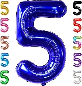 KatchOn, Navy Blue Number 5 Balloon - Big, 40 Inch | 5th Birthday Decorations for Boys | 5th Birthday Boy | Balloon For 5th Anniversary Decorations, Fifth Birthday Decoration Boy