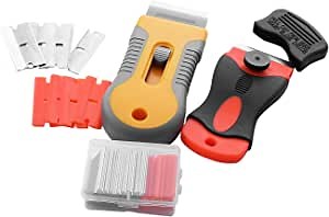 Amazon.com: 2PCS Razor Blade Tool Glass Scraper With 20PCS Plastic+ 30PCS Steel Blades for Glass Cleaning, Paint And Label Removal : Tools & Home Improvement