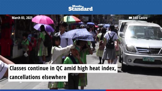 #MSNews | Students in Barangay Bagong Silangan, Quezon City, experience extreme heat on their way to and from school since the city did not suspend classes on March 3. Link to the related story in the comments section | Manila Standard