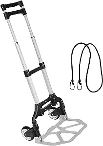 Folding Hand Truck, Gimify Dolly Cart Luggage Hand Cart Aluminum Box Cart Lightweight Portable with Telescoping Handle for Personal, Travel, Shopping, Moving, Office, 165 lbs Capacity (Black)