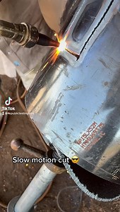Satisfying cut at Republic Testing Labs #slowmotion #cut #metalcut #firetorch #republictestinglab #welding #weld #weldingtest #weldingtiktok #landing | Republic Testing Labs