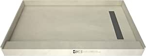 Tile Redi T3448R-SCTTBVZ Shower Pan Kit with Flashing, Right Drain- Single Curb Shower Base, 2" PVC Drain and Grate Included, 48" Width x 34" Depth