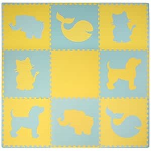 Puzzle Play Mat Waterproof Textured Foam - Extra Large - Yellow/Blue