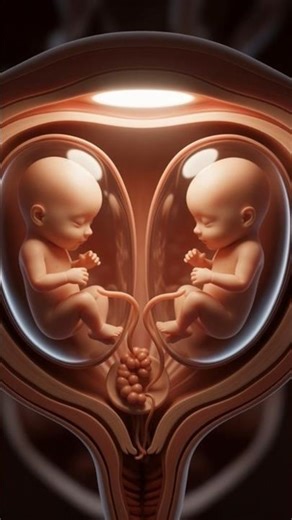 Cinematic 3D View of Twin Babies Inside the Womb | Realistic Medical Illustration #pregnancy #shorts