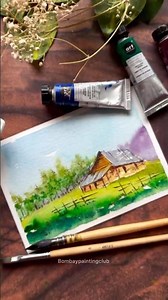 Easy Watercolor Countryside Landscape | Simple Watercolor Tutorial for Beginners #artinstruction