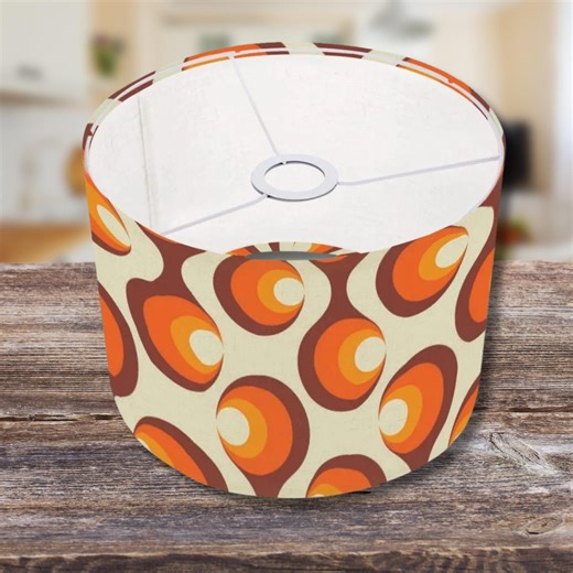 Mid Century Modern Lamp Shade 70s Orange Brown Orb Geometric Pattern Funky Lighting Vintage Style Lampshade Decor - Etsy