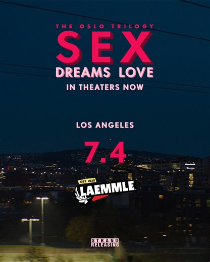 💥🇺🇸 This Fourth of July, what could be more patriotic than seeing a touching Norwegian film about two men having crises of gender and sexuality?!?! 🇳🇴💥 Dag Johan Haugerud's SEX, part of his critically acclaimed Oslo Trilogy, opens THIS FRIDAY at LAEMMLE'S GLENDALE and ROYAL THEATERS. Get your tickets now! "Profound … Thought-provoking ... Expertly done” - Deadline “Thought-provoking reflection on identity, sexuality and freedom” - Screen International "[Sex] is a moving, thoughtful, psycho