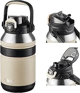 TKK 50oz Oz Large Insulated Water Bottles with Straw Half Gallon Stainless Steel Metal Water Bottle Vacuum Bottle for Outdoor Travel Camping Coffee Liquids Hot And Cold For Up To 24 Hours