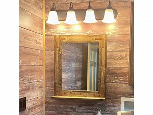 Handmade Farmhouse Wood Framed Mirror With Shelf - Rustic Vanity Mirror - Etsy