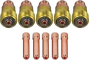 RIVERWELD TIG Stubby Gas Lens Collet Bodies 17GL18 10N25S 1/8'' & Ø3.2mm Assort Kit for QQ300 PTA DB SR WP 17 18 26 TIG Welding Torch 10pcs