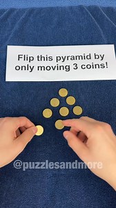 300K views · 179 reactions | Flip the pyramid by moving 3 coins 勞 | Puzzlesandmore | Facebook