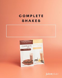 1.4K views |  Introduce less guilt and more flavour to your summertime schedule!  Juice Plus+ Complete Shakes are a nutritiously balanced, low-calorie meal you can enjoy on the go, anytime, anywhere. Choose from three deliciously creamy flavours:  Chocolate,  Vanilla, and  Tropical Fruit Flavour* (for an added taste of summer). Tropical Fruit Flavour Shake is available for a limited time only. #juiceplus #vegan #plantbased #plantpower #juicepluscomplete | Juice Plus+ | Facebook