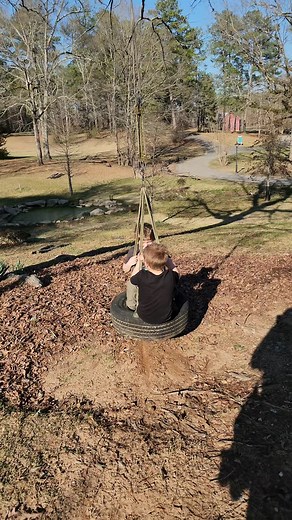 We found an old tire swing. Yep. We did! #treeswing #oldtire #starrsmill #fatherandson #exploregeorgia #hangingout #myfavorites #playandstayyoung #boyswillbeboys #corwynoneil #momentsinbetween | Corwyn O'Neil