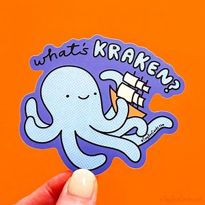 Kraken Vinyl Sticker "what's Kraken?" - Octopus Cryptid Decal, Legendary Sea Creature, Steampunk Nautical Gift, Funny Pun - Etsy