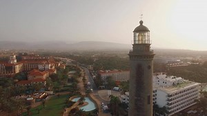 Maspalomas Lighthouse in tourist town, Gran Canaria
