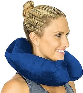 Xtra-Comfort Inflatable Neck Pillow for Travel - Airplane Travel Essentials - Pillow for Sleeping & Traveling on Long Flights - Small Self Blowup Airport Accessories - Wedge Cushion for Kids, Adults