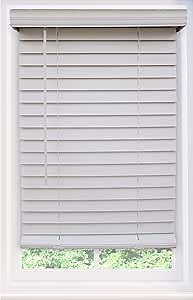 Custom Made 2” Faux Wood Cordless Horizontal Blinds in White, Size (34" W x 35" L)
