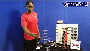 Marketing Holders Slatwall Eyewear Holder Clear Acrylic Sunglass Display 3 Pair Eyeglasses Organizer Rack for Optical Clinics and Retail Showrooms No Assembly