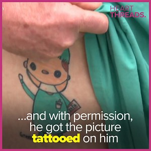 8-year-old Greyson paid tribute to frontline workers battling COVID-19 with a drawing. Jeff, a nurse for 33 years, loved it so much that he got a tattoo of it. | HeartThreads