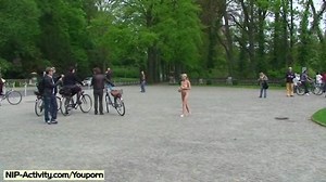 Sweet blonde shows her nice slim body