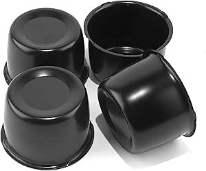 4Pcs 3.37inch Stainless Trailer Wheel Center Caps Push Through 3.37" Bore 2.34" Tall Hub Cap for Truck SUV RV Wheel Rim, Matt Black Wheel Cover
