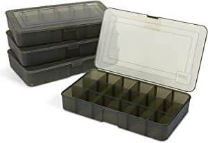 Rodeel 4 Pieces Tackle Tray，Plastic Box, Plastic Storage Organizer Box with Removable Dividers