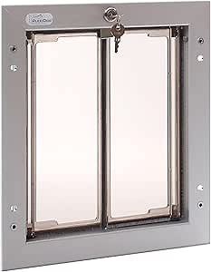 Plexidor Performance Door Mount Pet Doors - with Lock and Key - Energy Efficient Two Panel - Silver