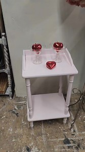 Small pale pale pink end table | The Garage & The Garage Girls - Antiques, Suffern, NY
