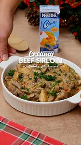 4.8K views · 104 reactions | Elevate your holiday feast with this deliciously creamy delight—Creamy Beef Sirloin with Shitake Mushrooms, made extra special with Nestle All Purpose Cream. | What’s in Jan’s plate? | Facebook