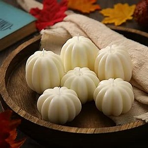 Mtlee 6 Pcs Fall Pumpkin Shaped Candle Thanksgiving Tealight Decor, White | Thanksgiving Pumpkin Candles for Home Bedroom Bathroom, Fall Pumpkin Table Centerpiece