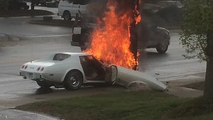 Corvette erupts into flames on Patton