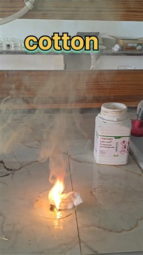 cotton burns with KMnO4 and sulphuric acid