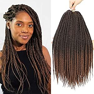 Crochet Box Braids Crochet Hair Pre looped 8 Packs 144 Strands 18 inch Toyokalon Fiber Crochet Braids Box Braids Crochet Hair for Black Women (18Inch, 8Packs/T30)