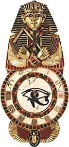 Design Toscano Medinet Habu Egyptian Wall Clock Sculpture, 40 Inch, Fiberglass Polyresin, Gold Leaf
