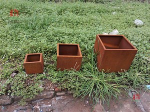 [Hot Item] Three Size Options Metal Flower Pots Large Corten Steel Planter