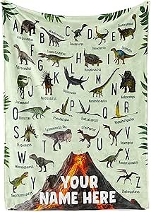 Amazon.com: Custom Dinosaur Blanket for Boys & Girls - Personalized Blanket for Kids - Soft Throw Blanket - Alphabet Dino Gifts for Birthdays - Volcano & 26 Prehistoric Jurassic Dinosaurs - 50x60 Sherpa : Baby