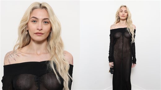 Paris Jackson Goes Off-the-shoulder in Black Sheer Dress for Stella McCartney’s Fall 2025 Show in Paris