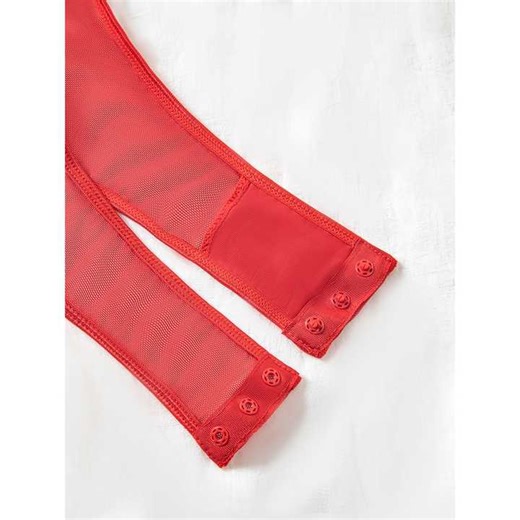 Women Sexy Sheer Red Lace See Through Teddy One Piece Bodysuit Lingerie
