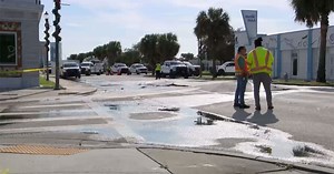 Sewer main break closes North Dixie Highway at 23rd Street in West Palm Beach