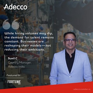 🌟#InTheNews: Sunil Chemmankotil, Country Manager, Adecco India, shares insights with Fortune India on the topic: U.S. tariffs force Indian firms to pivot: Hiring strategies are getting a radical reboot. 🔑Key Highlights: ✅Tariff uncertainty is reshaping hiring and operations. ✅Manufacturing sees a slowdown in full-time hiring due to rising input costs. ✅Contractual staffing is on the rise for workforce agility. ✅AI is reshaping tech hiring, driving the shift to non-linear models. ✅It’s not a re