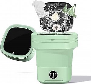 Portable Washing Machine, 11L Upgraded Large Capacity Foldable Mini Washer, Small Washing Machine for Apartments Travel Laundry Camping RV Dorm, Green
