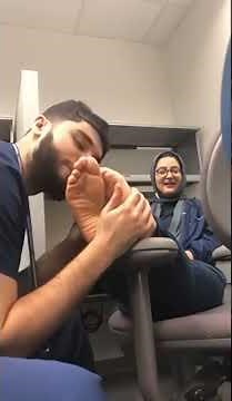 Cute Hijab Foot Sniffing